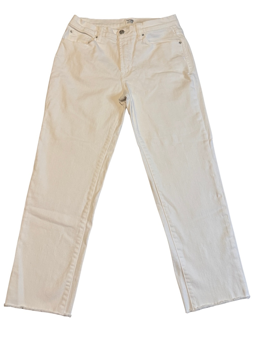 Kensie Jeans The Amber High Rise Stovepipe Denim Pants White Size 8 / 29 Raw Hem